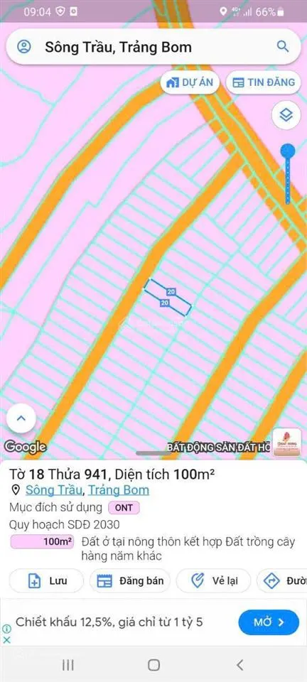 Chính chủ bán gấp lô đất 5x20m thổ cư 100% ngay gần chợ, ubnd xã sông trầu, giá rẻ 795tr