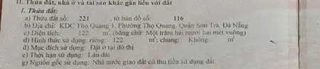 Bán đất 2mt đường bình than diện tích đất 122m2, 8,25 tỷ nại hiên đông, sơn trà, đà nẵng
