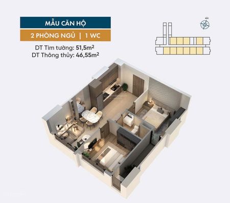 Giỏ hàng căn hộ 2PN MT Bùi Hữu Nghĩa - View Mall Biên Hoà - View sông Đồng Nai giá từ 1,709 tỷ