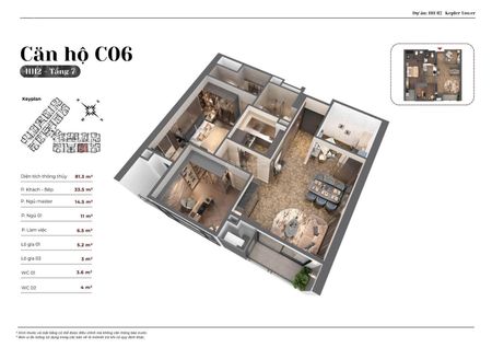 Chính chủ cần bán căn 82m tầng đẹp 2PN+1 tại HH2 Kepler Land giá chỉ nhỉnh 7 tỉ, rẻ nhất thị trường