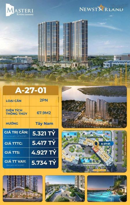 Còn 5 suất ngoại giao duy nhât căn hộ Masteri Rivera Đà Nẵng - giá gốc từ chủ đầu tư, mua là lời