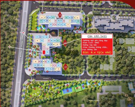 Siêu phẩm căn 2PN góc thoáng 2 mặt sáng LD2.1111, 64m2 giá 4.340 tỷ phân nhu London