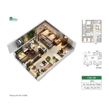 Ký trực tiếp CĐT - Căn 2pn/75m giá chỉ 72tr/m tầng trung đẹp Melody Linh Đàm - Có gói Vay HTLS