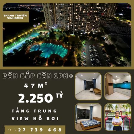 Hàng hot - bán gấp căn 1pn+ view trực diện hồ bơi, giá chỉ 2.250 tỷ, vinhomes quận 9