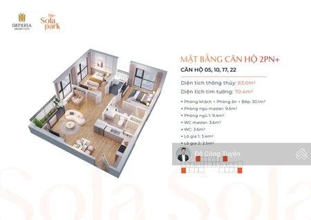 Chính chủ bán gấp căn 55m2 thiết kế 2pn2wc tòa G6 The Sola Park phân khu 2 hầm, gần metro 6