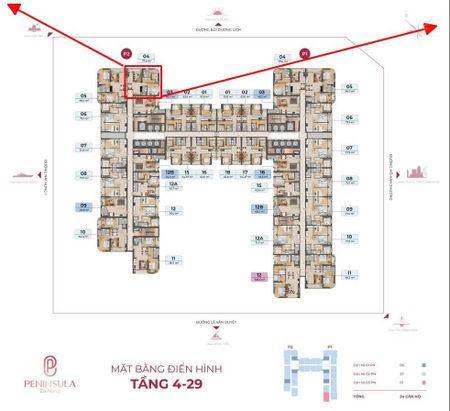 Bán căn góc 2 PN dự án Peninsula - 77m2 - sổ hồng lâu dài - bàn giao T6/2026