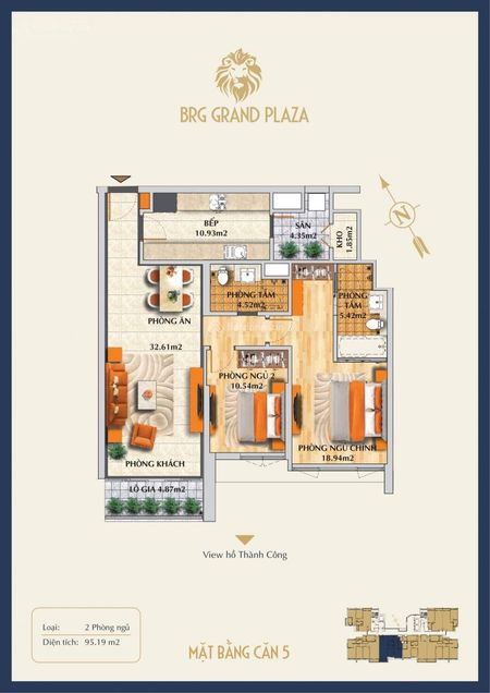 Bán CC Diamond Park Plaza, giá 15,5 tỷ, 96,7m2, 2PN, 2WC View Hồ Thành Công