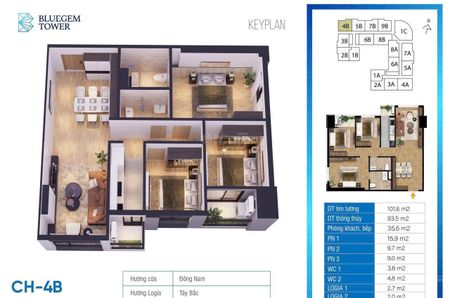 Tôi chính chủ cần bán 2 căn 04B và 05B tòa BlueGem Tower