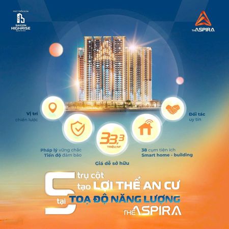 Căn hộ The Aspira TP HCM dễ cho thuê, lợi nhuận ổn định, giá từ 33,3 triệu/m²