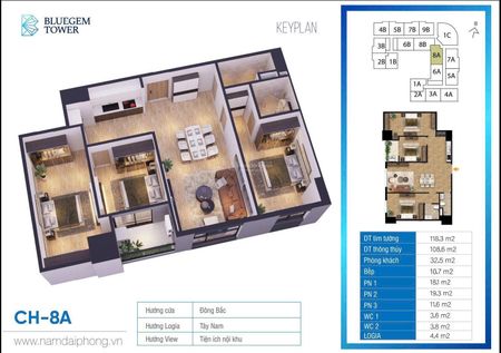 Chỉ cần bỏ ra 2 tỷ sở hữu căn hộ 3PN dự án BlueGem Tower tại trung tâm Thanh Trì