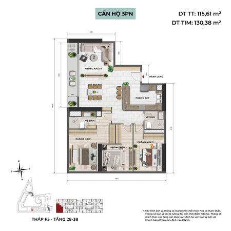Độc quyền 3PN góc Sun Cầu Giấy view nội khu tầng 1x
