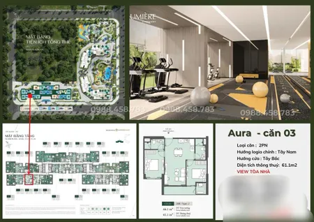 Smart city chính chủ cần bán căn 2 ngủ, 61m2, thiết kế đẹp tại lumiere evergreen
