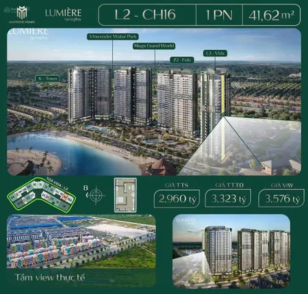 Căn hộ 1 phòng ngủ, tầng trung phân khúc lumiere hạng sang giá tốt nhất