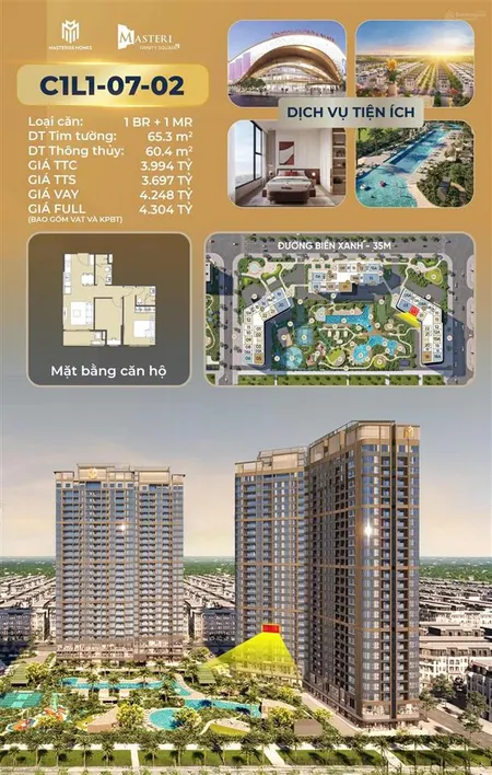 Căn 2pn đông nam siêu đẹp view công viên trung tâm, điểm bắn pháo hoa vin 3, giá chưa đến 3.7 tỷ