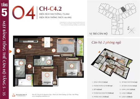 Bán căn 2 ngủ dt 73m2 to nhất hoàng huy commerce giá cam kết rẻ nhất thị trường chỉ 2,05 tỷ