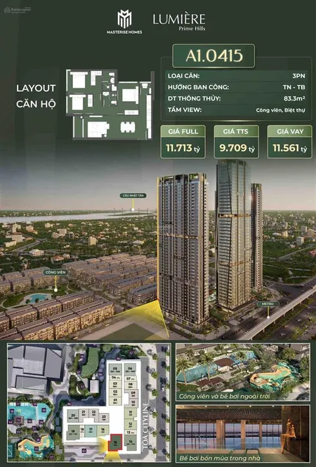 Siêu căn hộ góc 3 ngủ diện tích rộng, view sông hồng, hồ 32ha đẳng cấp chuẩn giới thượng lưu