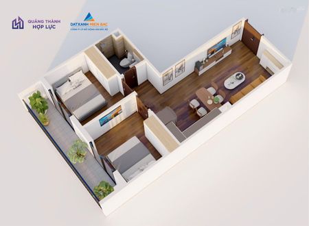 Bán căn chung cư 2 ngủ 1 WC giá 950tr