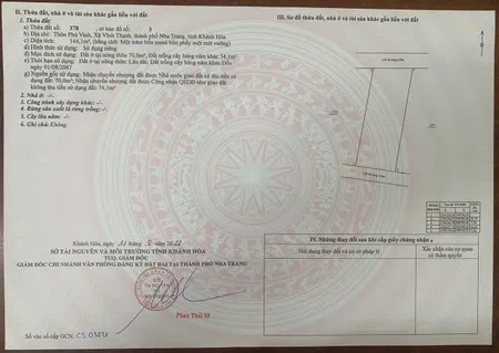 Bán nhà ở Vĩnh Thạnh ( phường Tây Nha Trang ) . DT 144,1m2 . Giá 3 tỉ 450triệu
