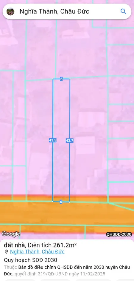 Bán đất 862.9m² ngang 6m giá 1.56 tỷ Xã Nghĩa Thành