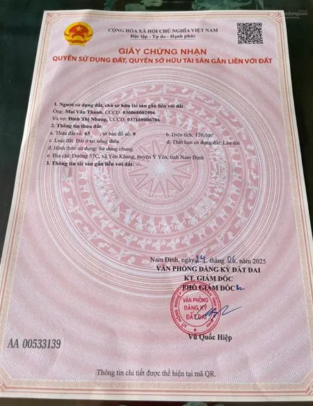 Đất tại xã yên khang, ý yên, nam định