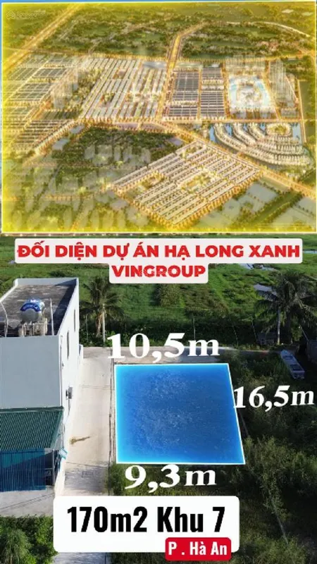 Bán đất 170 m2 ngay trung tâm phường hà an đối diện dự án của vingroup
