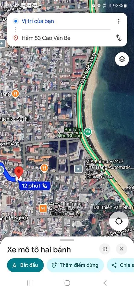 Bán đất hẻm đường cao văn bé cách biển hòn chồng nha trang chỉ 500m