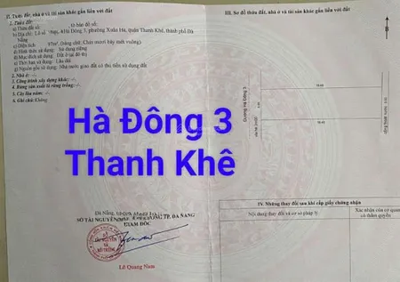 Cặp đất đường 5m5 hà đông 3. thanh khê. s= 210m2 ngang 10m. giá 10.6 tỷ bợt nhẹ