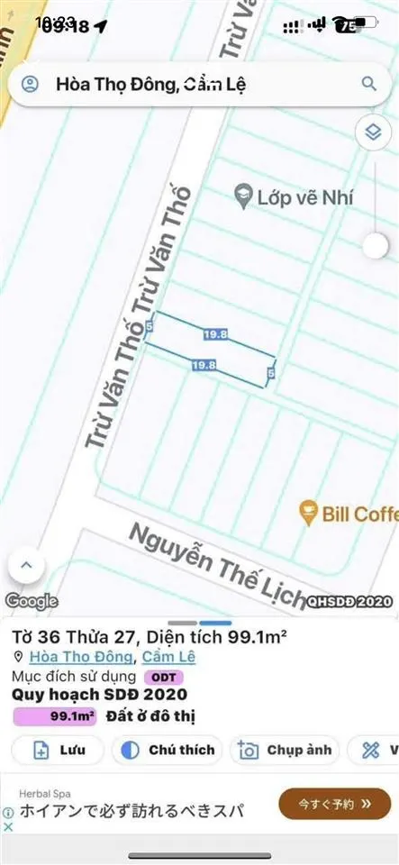 Cần bán gấp đất đường trừ văn thố hoà thọ đông cẩm lệ, gần bệnh viện, trường học, đông dân cư