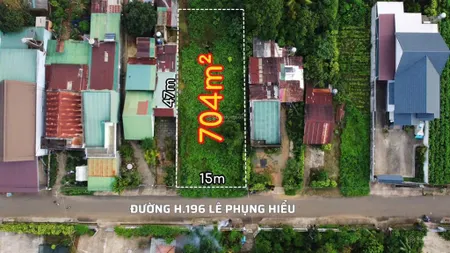 Đất biệt thự hẻm 196 lê phụng hiểu phường lộc tiến 708m2 (15x45m) sẵn 160m2 thổ cư