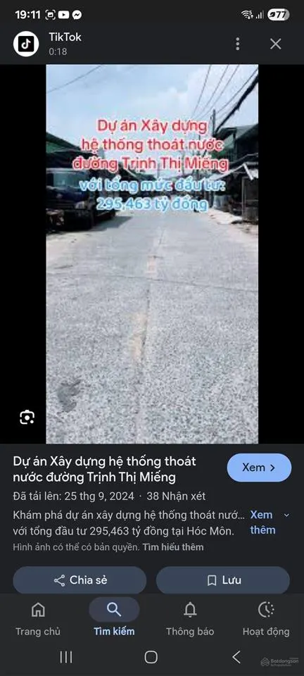 Bán đất đường trịnh thị miếng, xã thới tam thôn, hóc môn, tp hcm