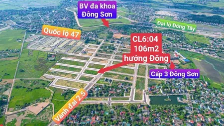 Siêu rẻ, bán lô mặt đường vành đai 2.5 tp thanh hóa dt 106m2 giá chỉ 2,x tỷ kinh doanh buôn bán