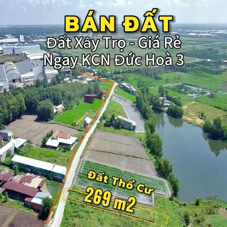 Đất kế bên kcn đức hoà 3, đức lập hạ. đường ô tô tới đất. giá ngộp bán nhanh