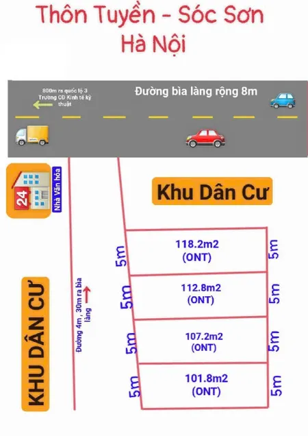 Bán đất 112m² ngang 5m giá 2.8 tỷ Xã Sóc Sơn