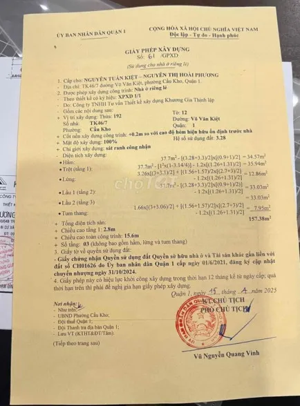 Nhà TK46/7 Võ Văn Kiệt phường Cầu Kho Quận 1