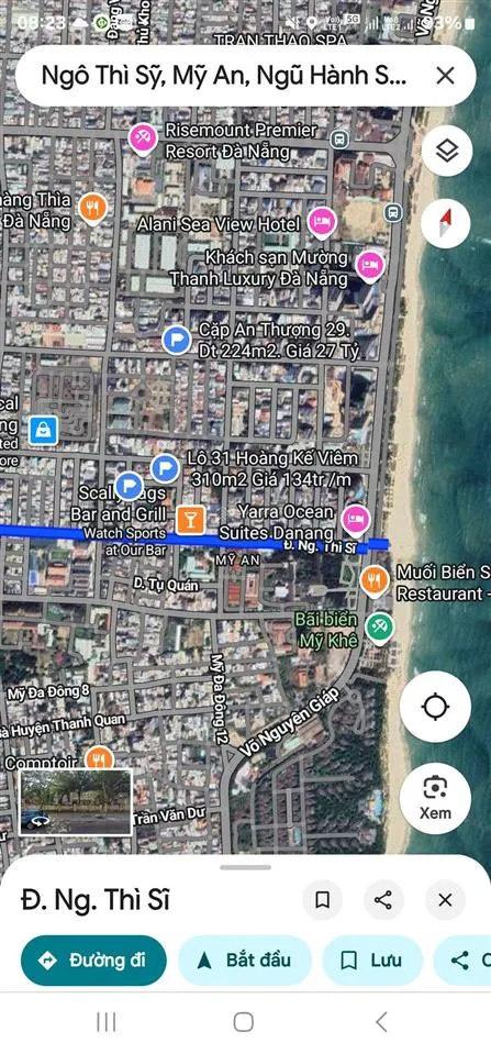 Lô đất diện tích lớn 2 mặt tiền khu phố tây an thượng , sát bãi tắm biển đà nẵng , giá siêu hời.