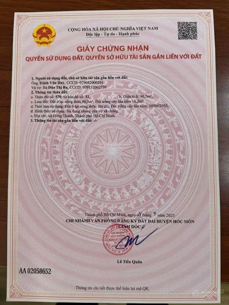 Đất thổ cư kdc đường đặng thúc vịnh vào 50m, đông thạnh