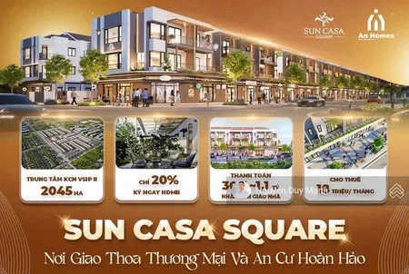 Chỉ 800triệu sở hữu ngay nhà phố thương mại suncasa square vsip ii tiến độ 20 tháng giá fo cđt