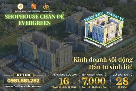 Mở bán shophouse thương mại evergreen phường nếnh bắc giang