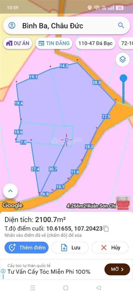 Bán đất đẹp tại bình ba, châu đức, bà rịa vũng tàu, 4,5 tỷ, 2000 m2
