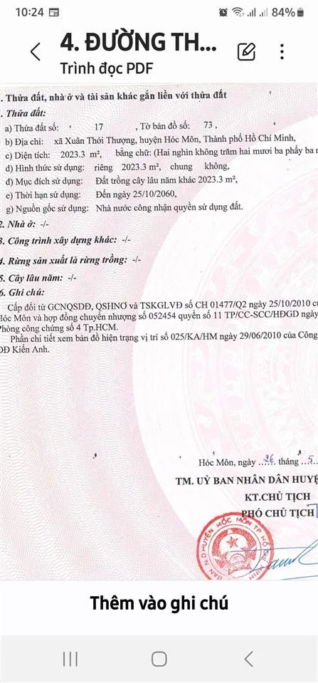 Bán gấp đất nền 2023m2 tại đặng công bỉnh, xuân thới thượng, hóc môn, 25 tỷ vnd
