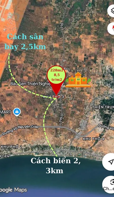 Bán 2 lô đất thổ cư đường nhựa gần 715 sân bay thiện nghiệp phan thiết. giá chỉ 8,2tr/m2