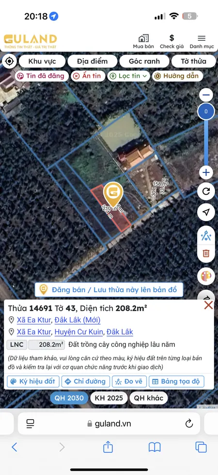 Bán đất 208.2m² giá 465 triệu Xã Ea Ktur
