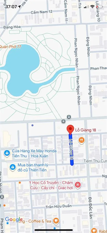 Bán nhà mặt phố đường lỗ giáng 18, gần chợ hòa xuân, dt 5x25m, giá 4ty650 tl
