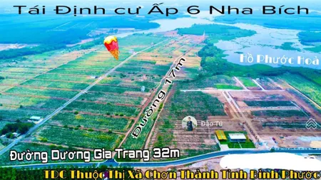 Chính chủ cần bán gấp lô đất 240m2 tđc ấp 6 nha bích, đường lớn 17m, sổ hồng riêng, giá tốt