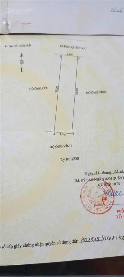 Bán đất mặt đường quỳnh cư hùng vương hồng bàng hải phòng diện tích 100m²