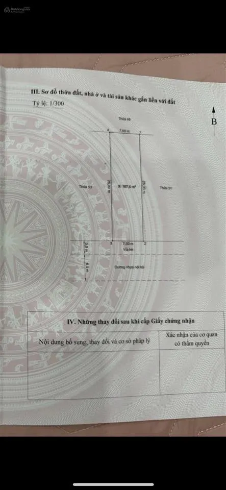 Cần chuyển nhượng lô đất tđc vườn hồng đằng hải hải an . diện tích 187.5m ngang 7.5m hướng nam