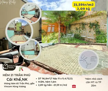 ♨️𝐁𝐀́𝐍 Đ𝐀̂́𝐓 100m2 (>7m ngang) giá 22tr/m2 ở hẻm 21 Trần Phú gần Vincom HV