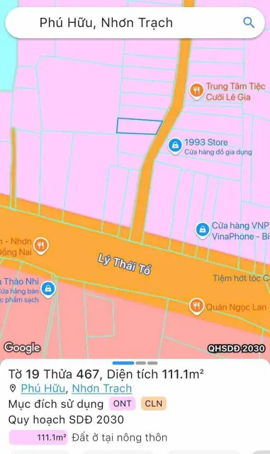 Bán đất 111m² ngang 6.4m giá 2.6 tỷ Xã Đại Phước