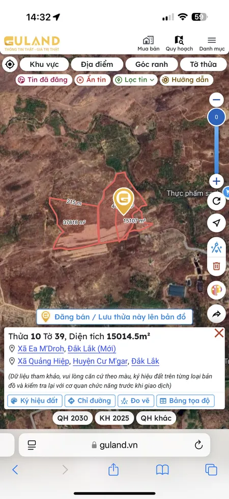 Bán đất 120000m² giá 8 tỷ Xã Ea M’Droh