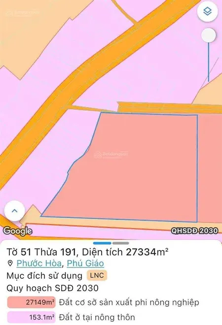 bán đất skc phước hòa , phú giáo , bình dương diện tích 27.230m2 full skc đóng tiền 1 lần